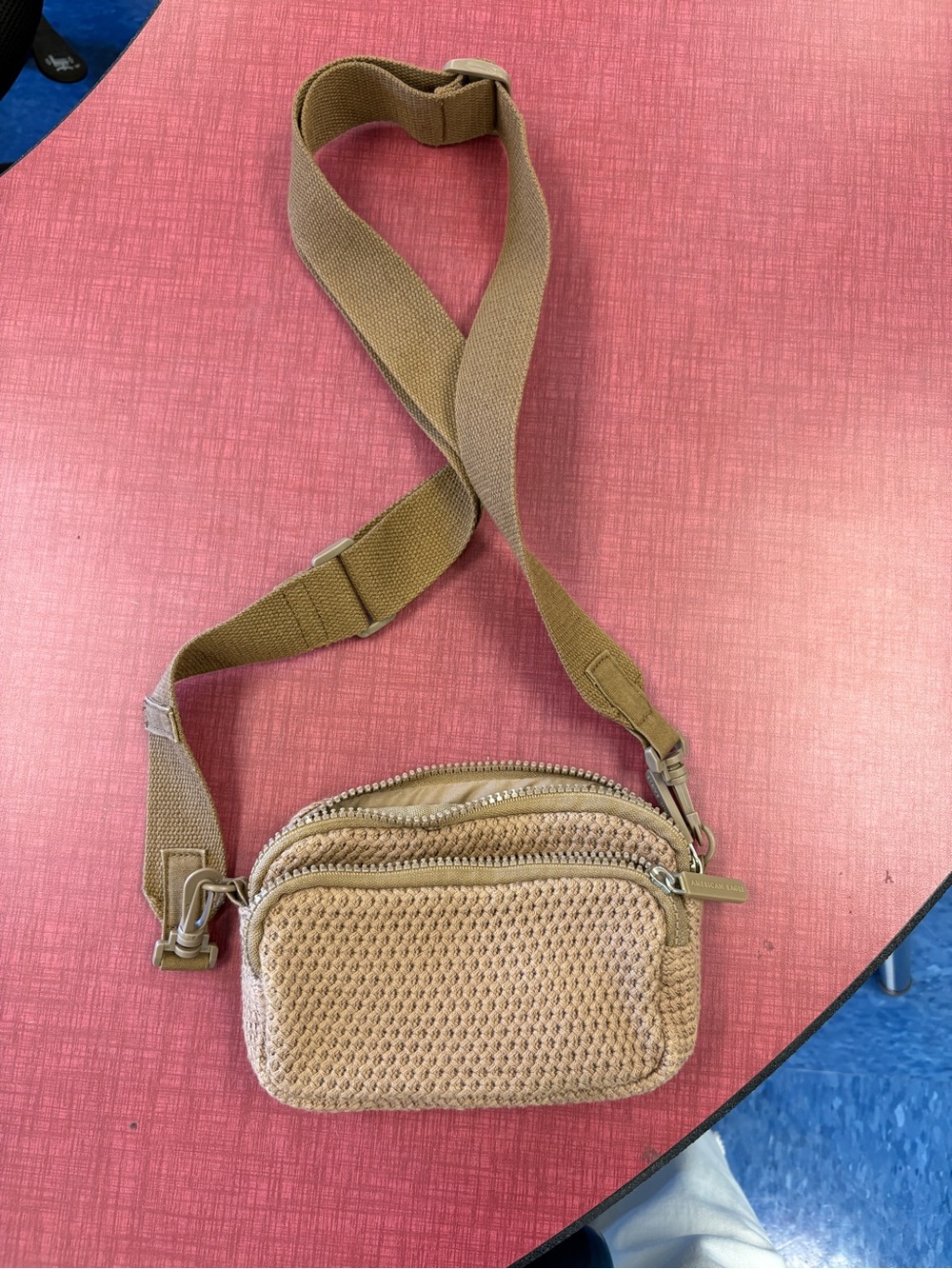 American Eagle Tan Crossbody Sling Bag - Woven Front
